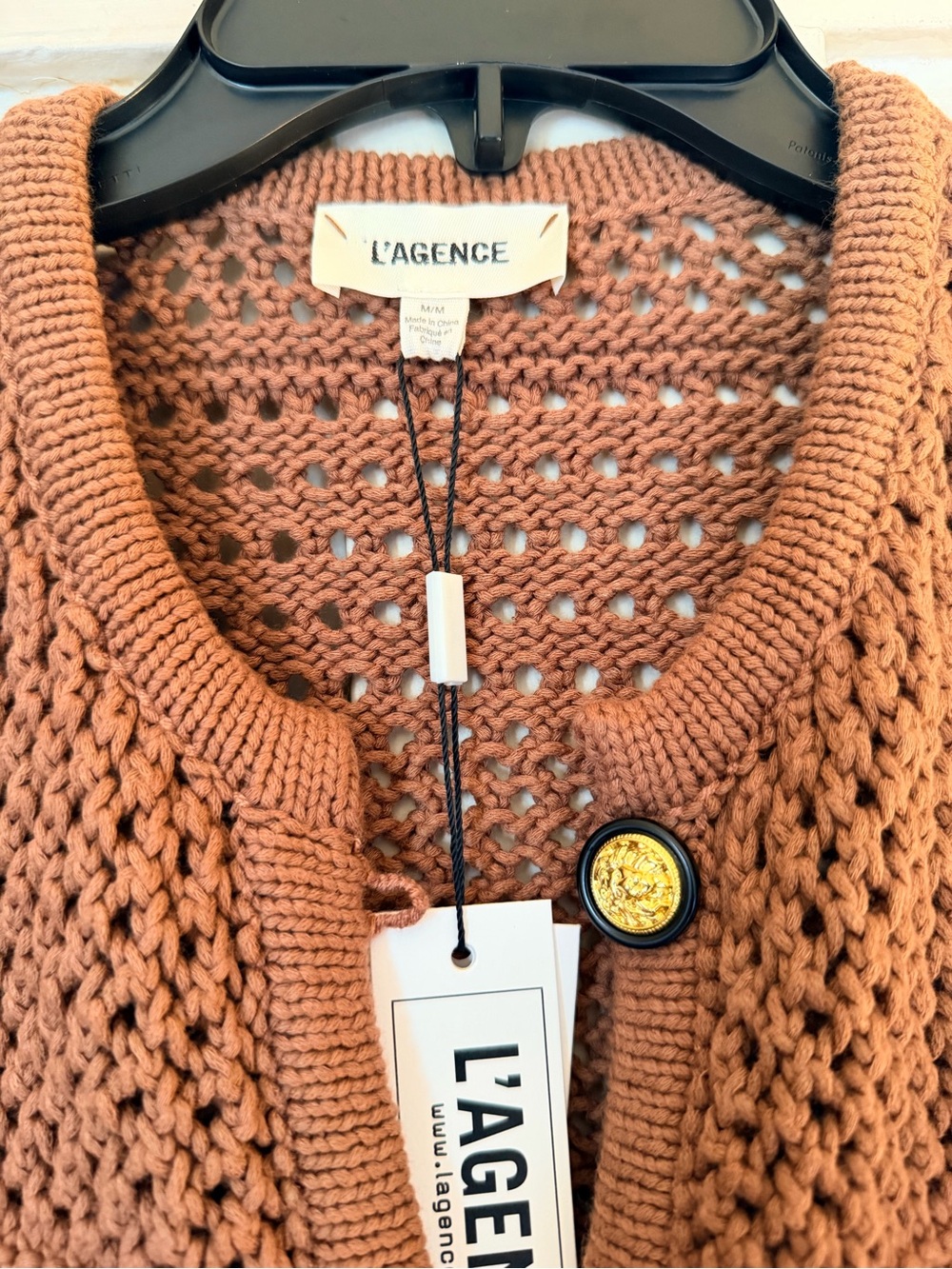Lagence Brown Kiva Open Stitch Ruffle Cardigan NWT - Picture 8 of 11